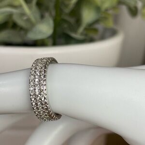1.25 CARAT PAVE SAPPHIRE ring! Size 6 -Silver .925